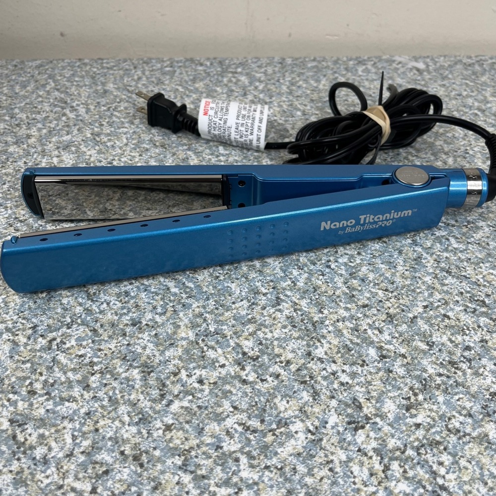 BaBylissPRO Hair Straightener Nano Titanium Flat Iron Blue 1" Plate BABNT2091N
